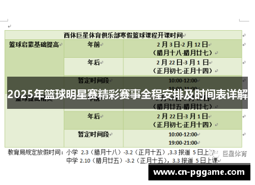 2025年篮球明星赛精彩赛事全程安排及时间表详解